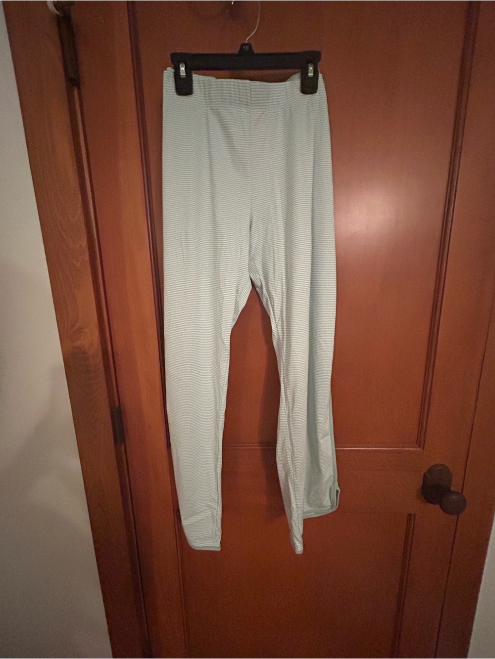 LAKE pajamas white and green striped Pima cotton pants